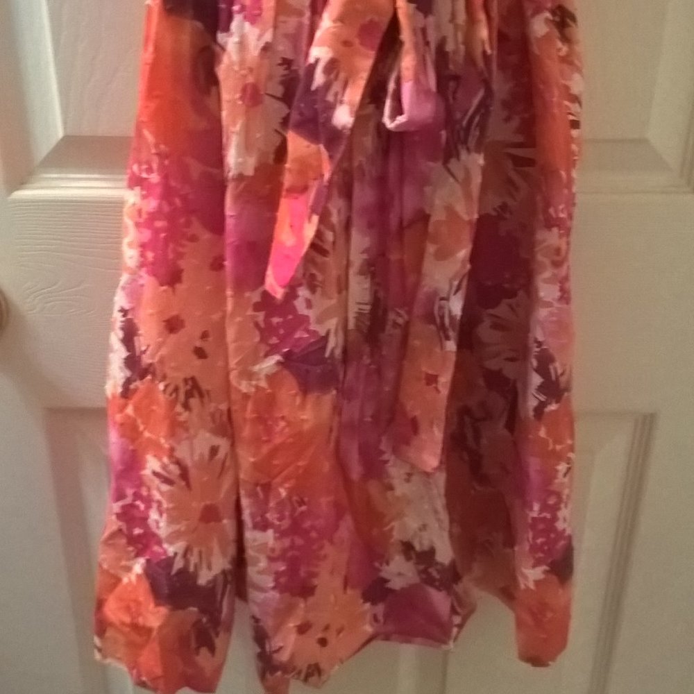 Adrianna Papell Orange/Pink Sleeveless Dress 10 - Picture 5 of 8